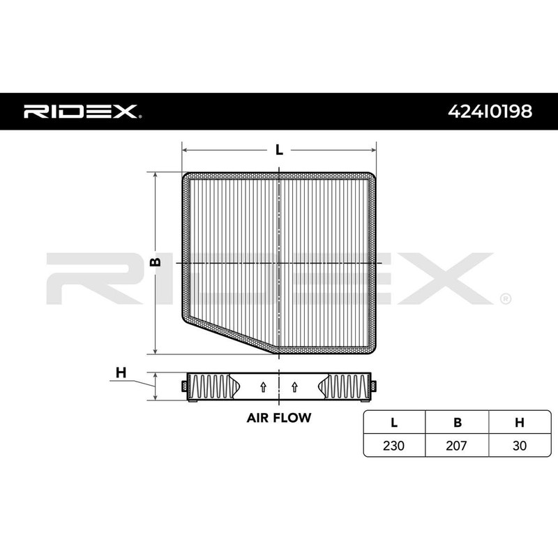 RIDEX Cabin Air Filter 424I0198 Punto (188) Doblo Cargo (223_)