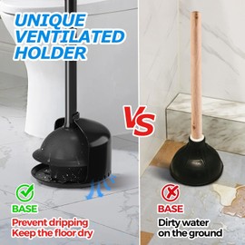 FORASTO 3Pack Toilet Plunger with Holder, Plungers for Bathroom with Holder, Toilet Plunger with Cover, Bathroom Plunger, Bathroom Decor, Toilet Bowl Cleaners, Bathroom Accessories, Black