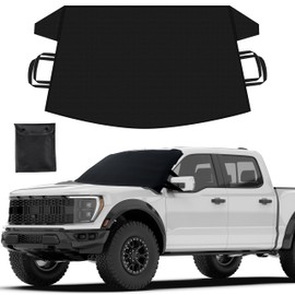 EcoNour Windshield Protector | Durable 600D Oxford Fabric | Waterproof Winter Car Cover for Pickup Truck, SUV & Mini Van | Essential Car Accessories | X-Large (74"x43")