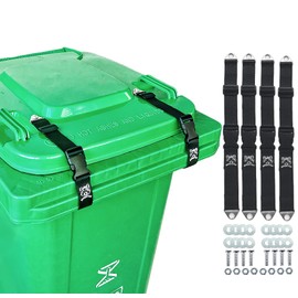 SPMKTQK Trash Can Lock, 4Pcs Trash Can Locks for Animals-Long Lasting, Adjustable Garbage Can Lid Locks for Outside Squirrel, Bear Proof Trash Can Lid Lock, Garbage Can Locks for Various Bins (4)