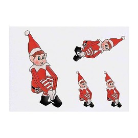 4 x 'Cheeky Elf' Temporary Tattoos - Water Resistant, Skin-Safe, Non-Toxic Transfers, Mixed Sizes (TO00062602)