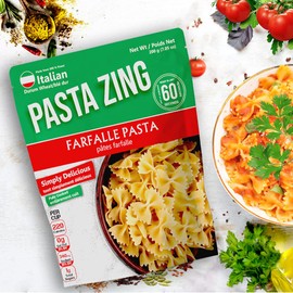 Pasta Zing Farfalle Pasta | Ready To Eat Plain Pasta Meal Kit - Pack of 7 - 100% Durum Wheat Bow-Tie Farfalle Pasta (7.5 oz)
