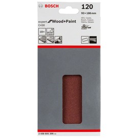 Bosch 2608605306 Sander Sheet for Wood, Type, 8 Hole, 93mm x 185mm, P120 Grit, Blue, Pack of 10