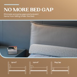 FeelAtHome Bed Gap Filler for Queen Bed | Bed Wedge Pillow for Headboard to Close The Gap (0-8") Between Headboard and Mattress - Queen Size (60"x10"x5")