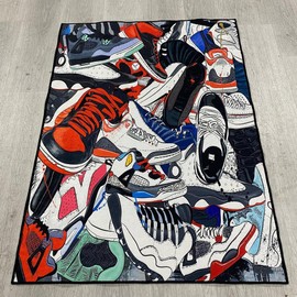 Sneakers Room Rug, Sneakers Shoes Mat, Shoes Carpet, Sneakers Pattern Carpet, Shoes Room Rug, Entry Rug, Sneakers Mat