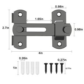 2PCS Barn Door Lock, 180 Degree Flip Sliding Barn Door Latches, Gate Latch for Barn Door, Sliding Door, Pet Door, Garage, Bathroom, Window, Outdoor(Black)