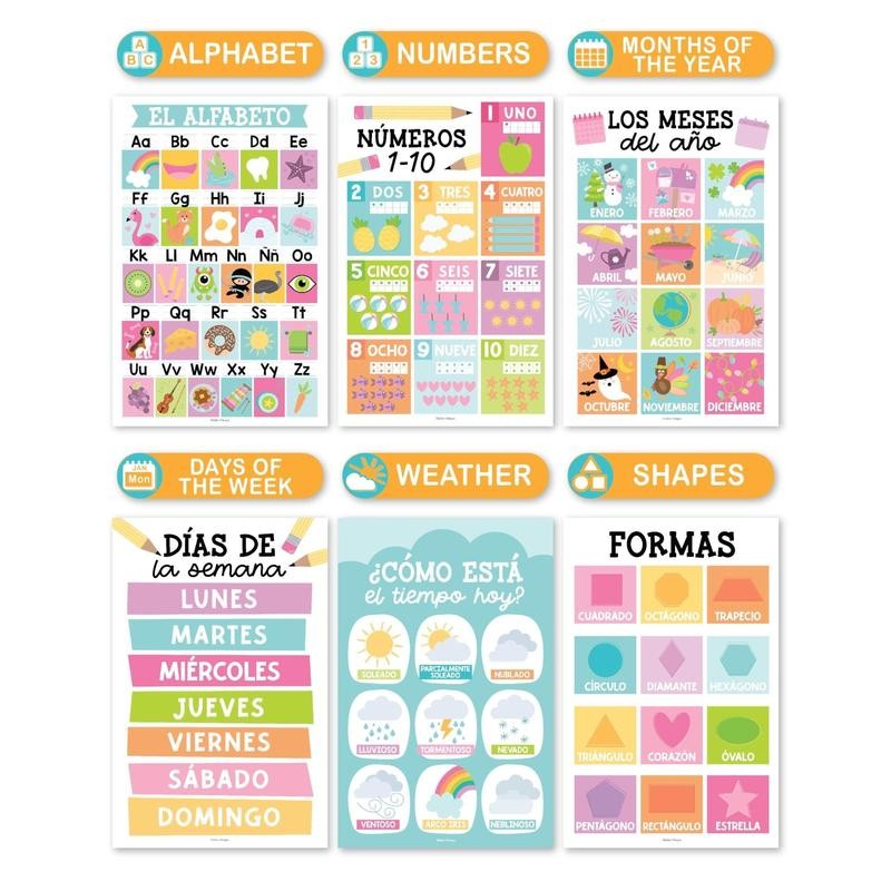 Colorful Pastel Spanish Posters | Set of 12 | Spanish