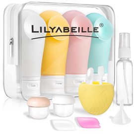 LilyAbeille Travel Bottles for Toiletries Leak Proof, 14 Pack TSA Approved 3oz Travel Size Containers with Suction Cup, Refillable Travel Toiletry Accessories Shampoo Conditioner