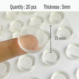 GaesQae - Parachoques para puerta de armario, 20 unidades, autoadhesivos, transparentes, para armarios de cocina, tablas de cortar, marcos de fotos, 22 x 5 mm