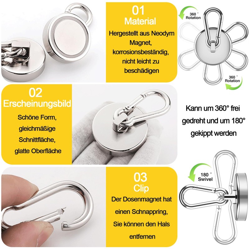 32 mm Neodymium Magnetic Hooks, Pack of 4 Magnetic Hooks,