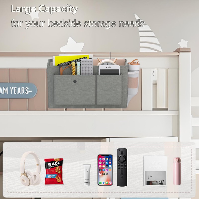 Edudif Bedside Caddy Bedside Organizer with Fixed Straps & Water