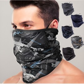 Incontro Winter Brushed Ear-Hook Neck Warmer Buff Multi Scarf (Plain) Navy 2ea