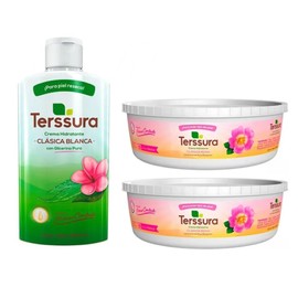 Crema Hidratante Corporal Terssura Clasica Rosa y Con Glicerina Pack 3pzas