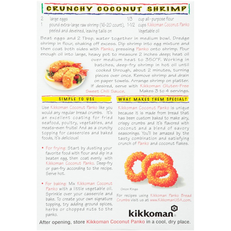 Kikkoman Japanese Style Coconut Panko Bread Crumbs, 8 Ounces (Pack