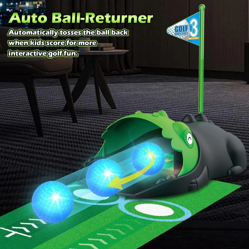 TERRAMUS Kids Toy Golf Club Set - Automatic Ball Returner,