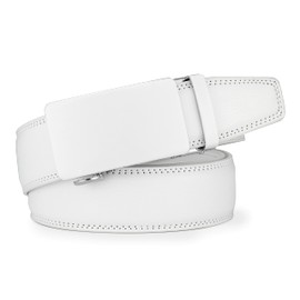guvoosm Men's Leather Automatic Belt for Men Business Suit Belt 3.5 cm Width, White-002
