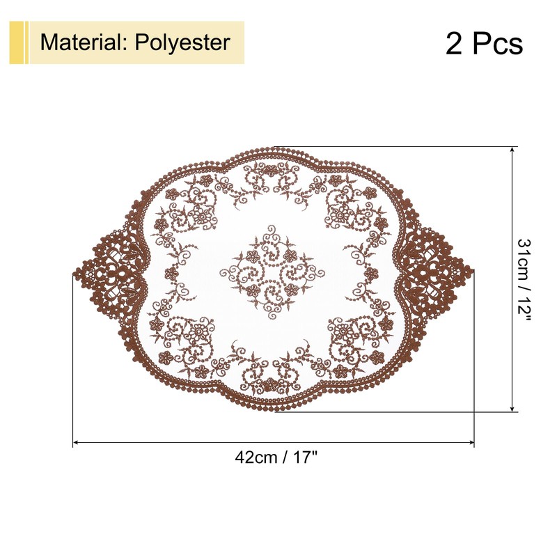 sourcing map 2Pcs Retro Lace Placemats, French Crochet Doilies Oval
