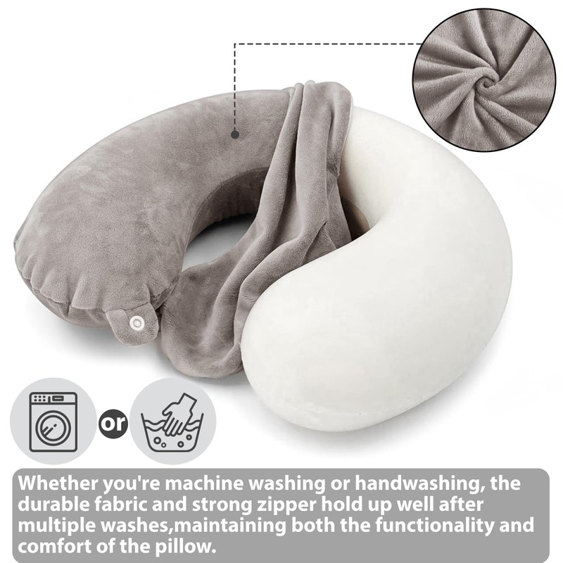 2 Pack Replacement Travel Neck Pillow Covers, U Shaped Travel