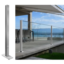Glass Balustrade Post System - Mid Post - 43.5inch Silver Glass Railing Post for Decks, SUS304 Stainless Steel Glass Stair Post for Indoor & Outdoor for Balcony, Attic, Pool, Porch - 1Pack…