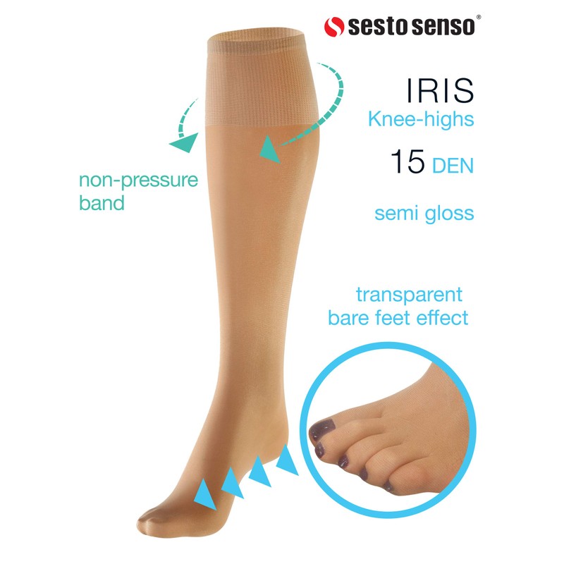 sesto senso Women's Knee Socks Thin 15 Denier 4 Pairs