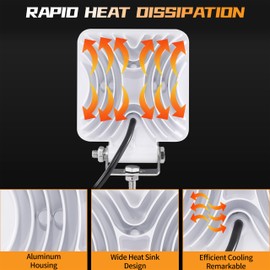 Marine LED Lights, LED Light Pods Spotlights for Boat Truck Trailer, 120W 10000lm 4 Inch Spot Beam Yacht Dock Lights Tractor ATV UTV Work Light Bar Pods Waterproof, 2 Pack White Housing