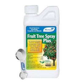 Monterey Fruit Tree Spray Plus for Control of Insects, Diseases, and Mites - Organic Gardening OMRI Listed, Contains Neem Oil and Pyrethrins, Bundled with Garden Measure Spoon - 16 oz