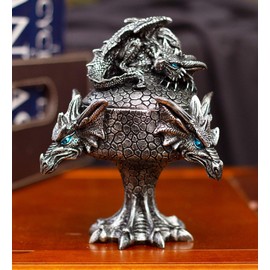SUMMIT COLLECTION Mythical Guardian Dragon Trinket Box Jewelry Keepsake Stash Box on Stand Collectible 5.75 inch Tall