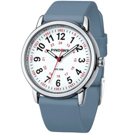 PINDOWS Ladies Wristwatch, Student Unisex Analog Quartz Ladies Wristwatch, 30m Waterproof Military Time Display, Luminous Dial for Visibility, Classic