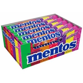 Mentos Chewy Mint Candy Roll Rainbow Non Melting Party 14 Pieces (Pack of 15)
