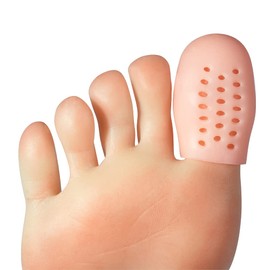 Big Toe Cap Support, Beige Breathable Toe Protector 10 Pack Toe Cover Sleeves with Holes, Provides Relief from Missing or Ingrown Toenails, Corns, Blisters, Hammer Toes, Reduce Friction (Beige)