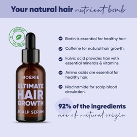 MOERIE Ultimate Hair Growth Serum for Natural Hair Growth and Thickening - Anti Thinning and Hair Loss Treatment for Women - Rapid Hair Growth Products - Scalp Oil Alternative - 50ml