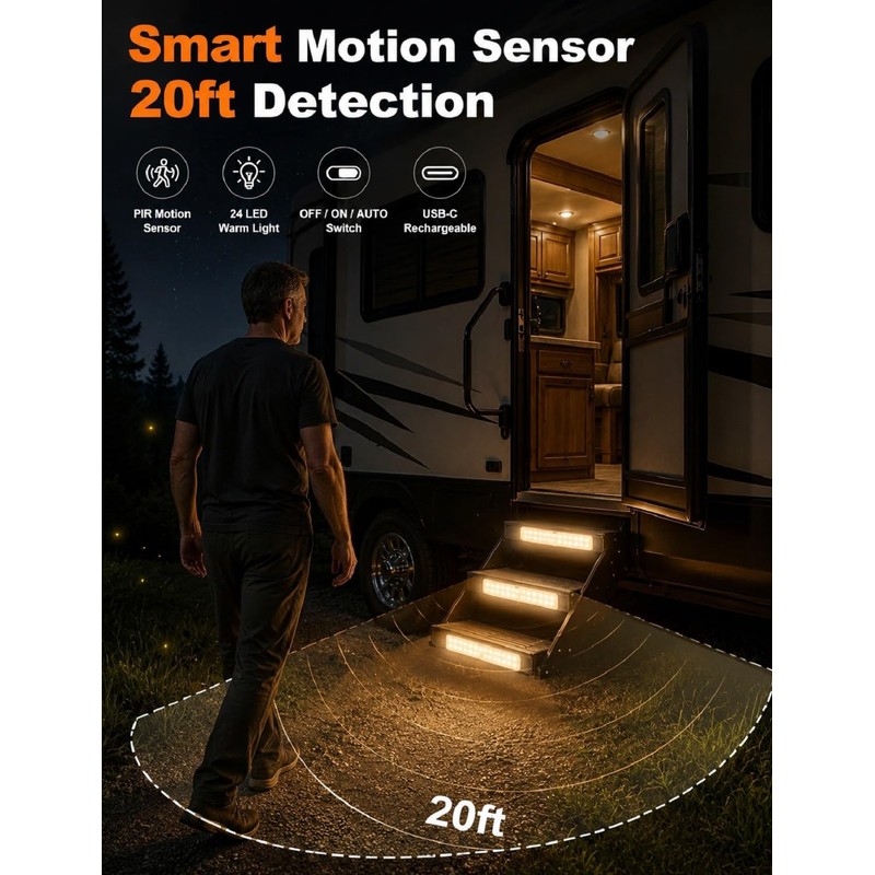 ALDST RV Step Lights 24 LED Rechargeable Motion Sensor 3