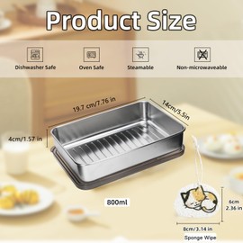 DIBALIYI 4PCS Stainless Steel Food Storage Container, 800ML Metal Fresh Storage Box with Sponge Wipe, 304 Fridge Crisper Organizers with Lids Deli Pasta Cooking