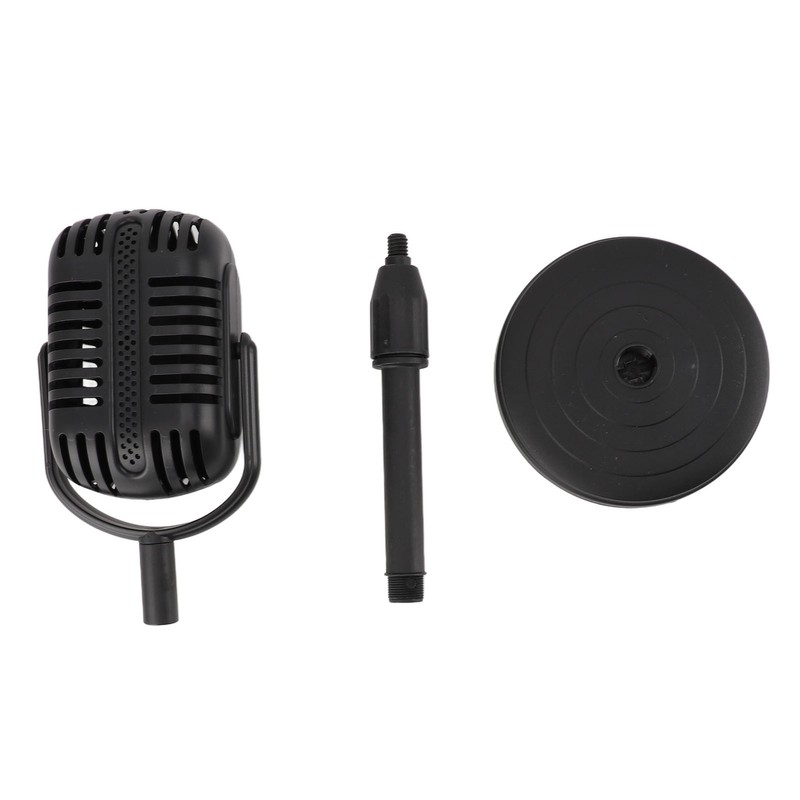 Antique Microphone Decor with Stand Black Realistic Lightweight Retro Microphone