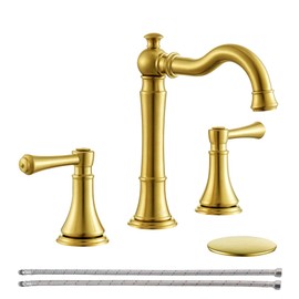 Roffenny Brushed Gold Bathroom Sink Faucet 8 Inch Widespread 3 Holes