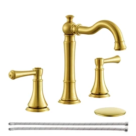 Roffenny Brushed Gold Bathroom Sink Faucet 8 Inch Widespread 3 Holes