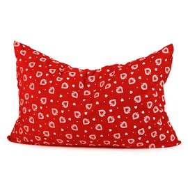Lavender Blossom Scented Pillow Herb Cushion 30 x 20 cm Hearts Red + Organic Lining 100% Pure Lavender + Organic Spelt Husks