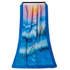 Bellonesc - Bufandas de mujer 100% seda de moda ligera pintura bufandas para mujer, Azul / Patchwork, Talla única