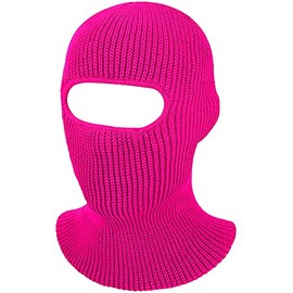 SATINIOR 1-Hole Knitted Full Face Cover Adult Winter Ski Balaclava for Outdoors (Rose Red)
