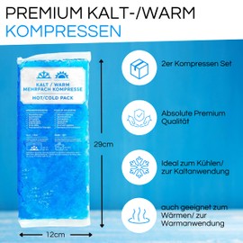 COOL MEDIC 2X Premium Kühlpad Kühlkompresse | XXL Kalt Warm Kompresse 29x12cm | Mehrfach-Kompresse Kühlpads Gel als Kühlkissen Kaltkompresse z. Kühlen von Schmerzen f. Kinder & Erwachsene Blau