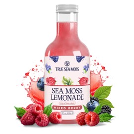 TrueSeaMoss Mixed Berry Sea Moss Lemonade – Antioxidant-Rich Natural Drink with Sea Moss – 4 x 12 fl oz Bottles – Vegan – Made in USA