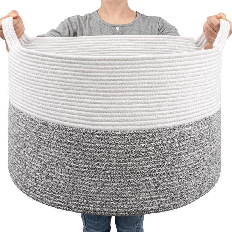 Extra Large Wicker Storage Basket, 83L Round Jute Basket for