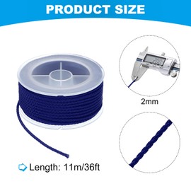 MECCANIXITY Nylon Thread Twine Beading Cord, 36ft 2mm Nylon Braided Bracelets String Cord Rope for Jewelry Making DIY Crafts Necklaces, Dark Blue