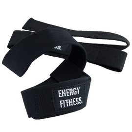 ENERGYFITNESS Wrist Strap, Lifting Strap, Muscle Training, Japanese Brand, Chinning, Rowing, Deadlift, Grip Assistance, Beginner, Set of 2, Left and Right (Black)