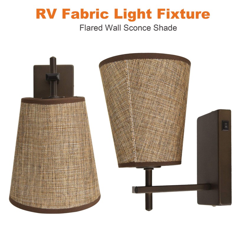 Facon 12V LED RV Wall Sconce with Round Fabric Shape