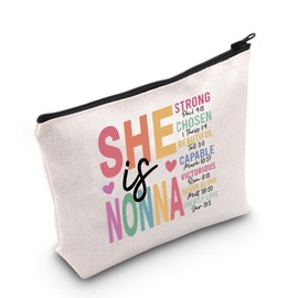 TSOTMO Nonna Gift Christian Mama Zipper Pouch Makeup Bag Gandma Life Gift Christian Mother ‘s Day Gift (SHE NONNA)