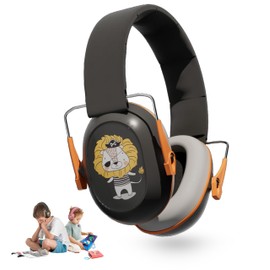 Naciya & Co Gehörschutz für Kinder, Baby, schwarz – 25 dB Reduktion | niedliches Löwen-Design | weiche Ohrpolster, BPA-frei, CE-zertifiziert EN352 | Aufbewahrungstasche inklusive & personalisierbar