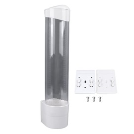 Water Cooler Cup Dispenser Pull Type Wall Mount Plastic Hygienic Clear Easy Access Cup Holder Rack for Bathroom Party