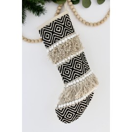 Casa Boho Christmas Stocking Neutral Stockings Boho Christmas Stockings Christmas Decorations Boho Christmas Decor Holiday Stockings Boho Black