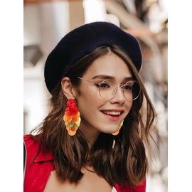 Stocking Stuffers Rainbow Acrylic Drop Earrings for Women Statement Round Clusters Dangle Earrings Colorful Sunmmer Earrings for Beach